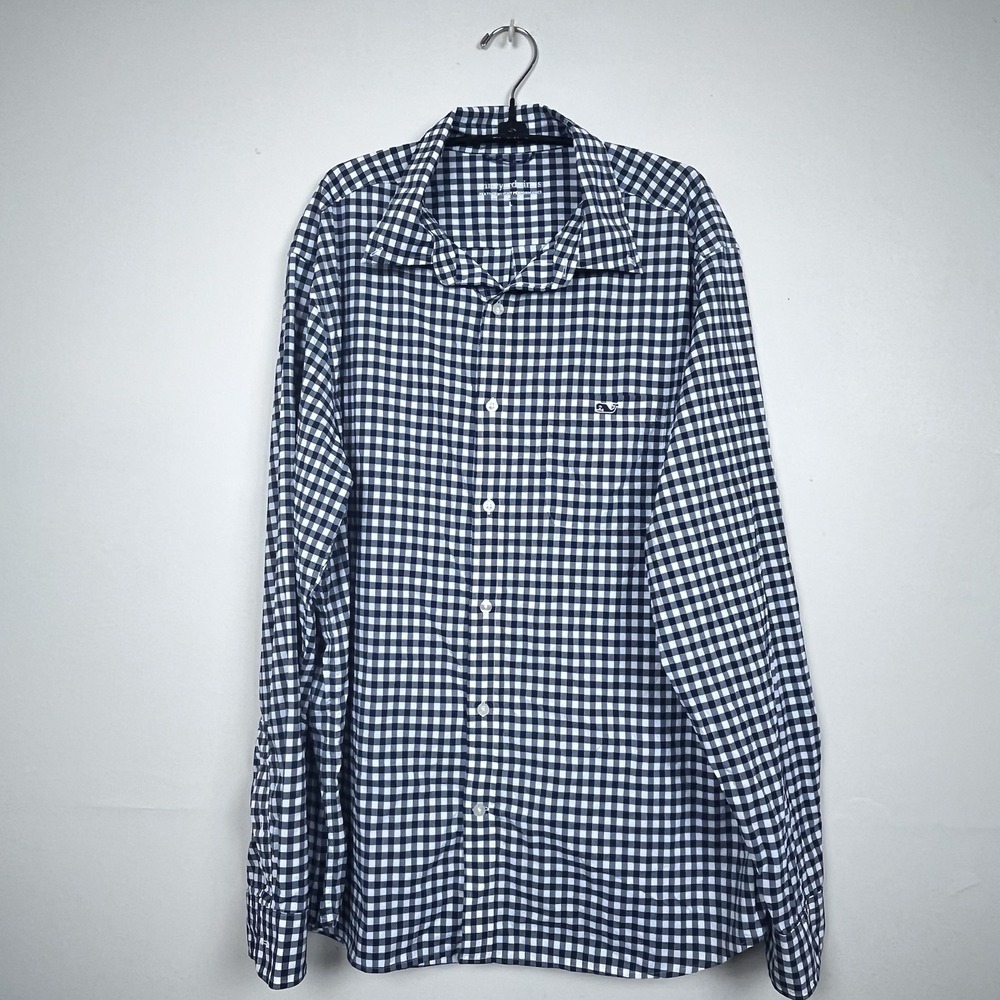 Vineyard Vines Mens L Blue Mainsail Gingham Featherweight Performance Shirt $128